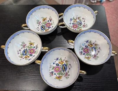 Antique C. Ahrenfeldt France Depose Limoge Set Of 5 Soup Bowls Double Handled • $19.99