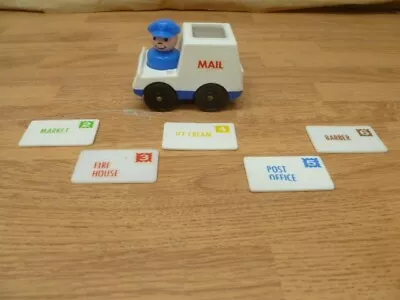 VTG 1986 Fisher Price Little People Main Street Mail Truck Mailman & 5 Letters • $39.99