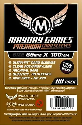 80 Mayday Games Premium Large Sized Card Sleeves #1: 65x100mm 7 Wonders MDG7106 • £4.50