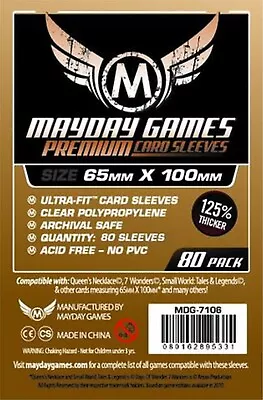 80 Mayday Games Premium Large Sized Card Sleeves #1: 65x100mm 7 Wonders MDG7106 • £4.50