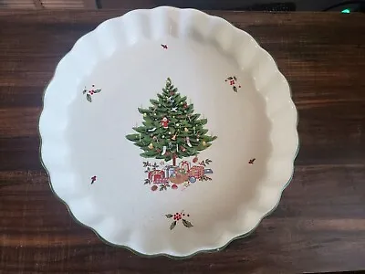 Vintage Mikasa Christmas Quiche Plate 9 1/2  Plate Happy Holidays NY101 Japan • $39.99