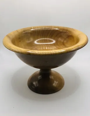 Vintage MCM Salem Oregon Myrtlewood Pedestal Bowl Hand Turned 4.75” Tall • $15