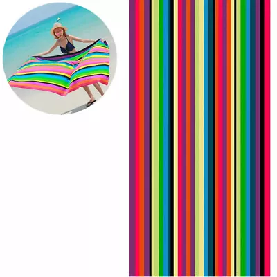 Striped Extra Large Microfibre Lightweight Beach Towel Quick Dry Travel Towel • £6.79