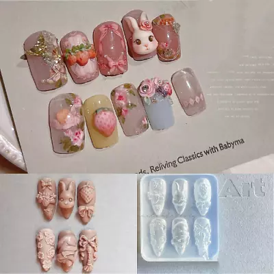 1pc Rabbit Strawberry 3D Acrylic Mold Flower Nail Art Decor Nails DIY Nails Mold • $14.81