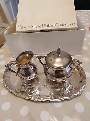 £15 • Buy Tea Set Viners Of Sheffield Alpha Plate EPNS A1 Silver Plated 3 Pieces Incl Tray