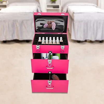 Rolling Makeup Train Case Cosmetic Trolley Luggage Box Makeup Storage Organizer  • $81.70