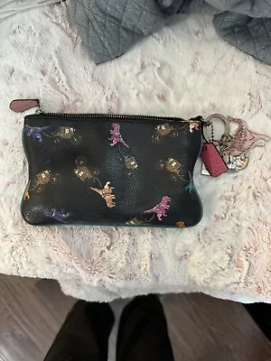 Coach Rexy Dinosaur Carriage Zip Around Wallet Wristlet With Keychain Authentic • $95