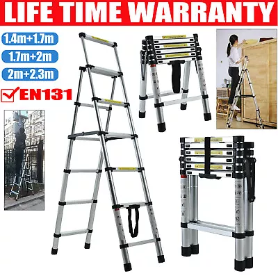 £15.40 • Buy Alu/Steel Folding Telescopic Ladder Step Ladder A Frame Multi-Purpose Extendable