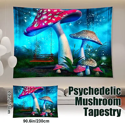 Hippie Psychedelic Mushroom Tapestry Wall Hanging Trippy Blanket Home Room Decor • $14.98