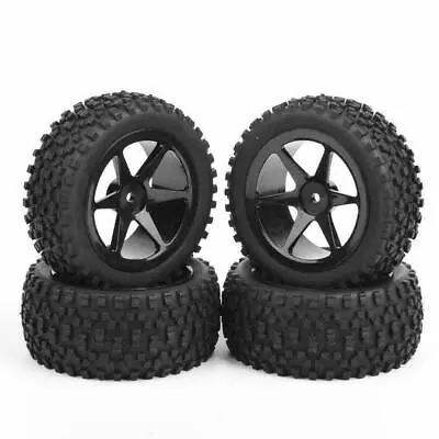 4PCS Off-Road Rubber Front&Rear Tires&Wheels For RC 1:10 Buggy Car 25036+27011 • $39.59