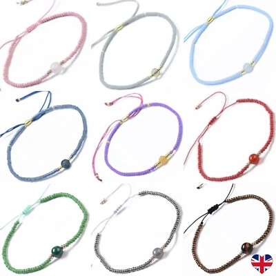 £3.89 • Buy Crystal Gemstone Bracelet 7 Chakra Bead Anxiety Stone Jewellery Healing Reiki UK
