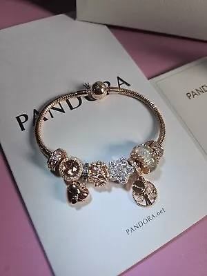 X2 Pandora Rose Gold Bracelets (19/20cms) And 8 Charms RRP £680 • £16