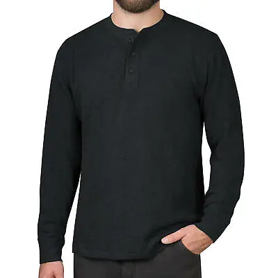 £11.95 • Buy Mens Thermal Henley Jumper Top Grandad Neck Long Sleeve Waffle Knit T-Shirt New