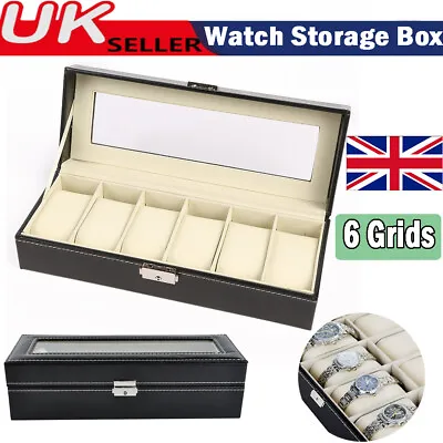 £9.95 • Buy 6 Grids PU Leather Collection Watch Display Case Jewelry Storage Box For Men UK