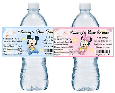 20 Mickey Minnie Mouse Baby Shower Water Bottle Labels Party Favors • $9.99