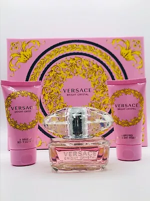 Versace Bright Crystal Women 3pc Perfume Spray 1.7 Oz Body Lotion Shower Gel • $74.95