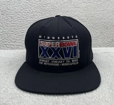 VTG New Era Super Bowl XXVI Hat Mens Dupont Visor Black Minnesota 1992 Metrodome • $35.97