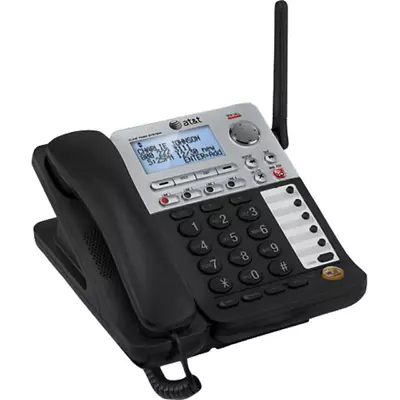 AT&T SynJ SB67148 4-Line DECT 6.0 Cordless Deskset Black/Silver SMB Telephony • $55