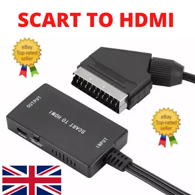 Portable SCART To HDMI Converter Cable Audio Video Adapter SCART DVD For HD TV • £11.99