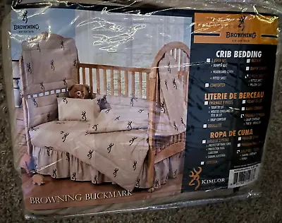 Browning Buckmark 2 Piece Crib Bedding Set Brown Sheet/Pillowcase NIP • $16.80