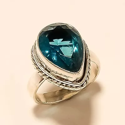 Natural Swiss Blue Topaz Ring 925 Sterling Silver Designer Birthstone Jewelry AA • $21.24