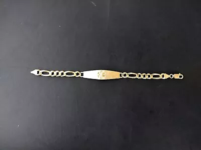 MEN'S 14K SOLID GOLD FIGARO CHAIN MEDICAL DIABETIC ID BRACELET 8 1/4  LENGTH 19g • $1300