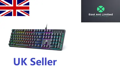 Mechanical Keyboard RGB LED Illuminated Blue Switches Aukey KM-G16 UK Layout • £14.99