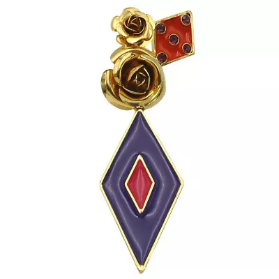 Gianni Versace Gold-tone Enamel Flower Rhombus Pin Brooch Z1851 • $198