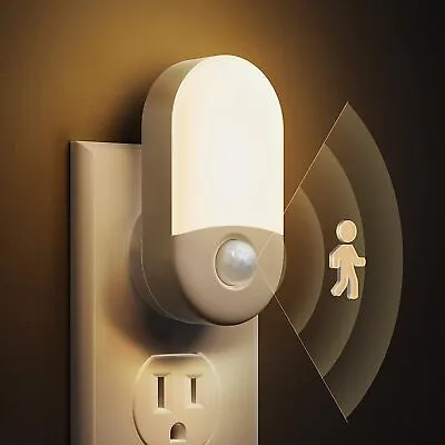 Motion Sensor Night Light Plug In 2 Pack Motion Activated Night Light Warm White • $24.84