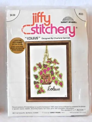 #333 Sunset Designs - Jiffy Stitchery Vintage Gerrish  Coleus  Crewel Kit - New! • $19.76