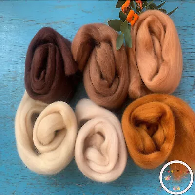 Heidifeathers® Merino Wool Tops Roving - 'Beautiful Browns' - Felting Wool • £7.99