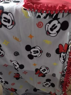 Fleece Fabric No Sew Blanket - Disney Mickey And Minnie Mouse • $34.99