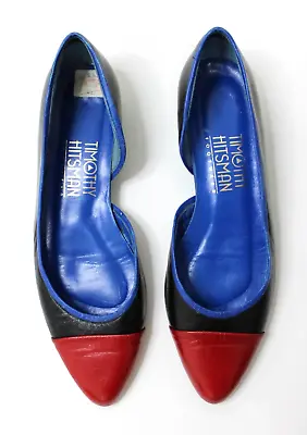 Vintage 80's Timothy Hitsman Color Block Low Wedge Shoes Women's Size 8.5 M • £38.60