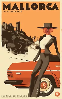 Mercedes Mallorca Vintage Retro High-Quality 22inx17in Art Poster # • $64.95