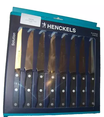 HENCKELS Solution Steak Knife Set Of 8 Black Stainless Steel (B94) • $34.99