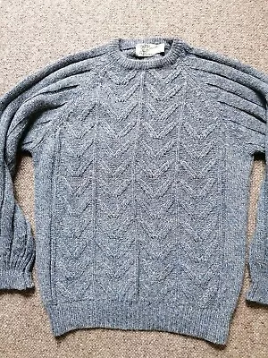 Oakton Aran Sweater Size Large Made In USA P2P 22  Blue  • £0.99