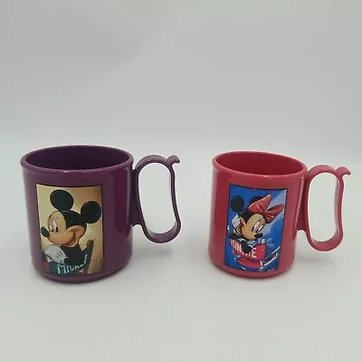 Vintage Mickey & Minnie Mouse Mugs/Cups Tupperware W/Handles Disney Plastic  • $13.90