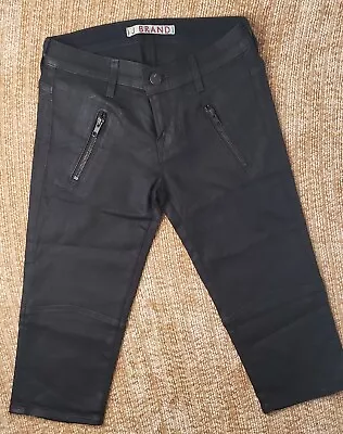 J Brand Agnes Twill Skinny Capris Coated Black Denim Size 24  • $25