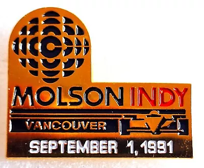 1991 Vancouver MOLSON INDY CBC Media PIN Vancouver B.C. - Michael Andretti Wins • $13.80