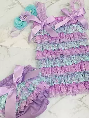 Baby Girl First Birthday Pastel Lace Outfit Photoshoot Cakesmash 3pcs • $29.99