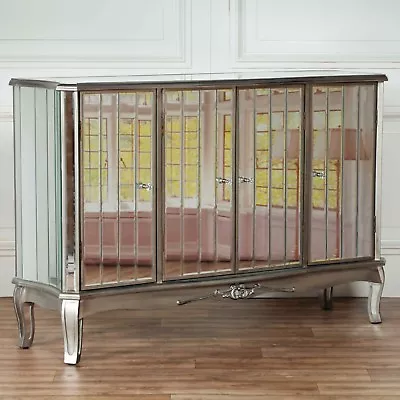 £340 • Buy French Style Champagne Silver Mirrored Four Door Venetian Glass Large Sideboard