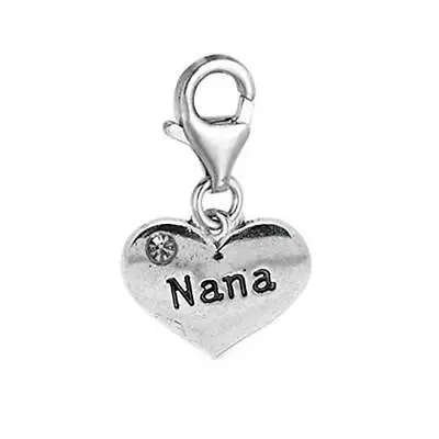 Clip On Nana Love Charm Pendant For European Jewelry W/ Lobster Clasp • $9.99