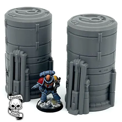 2x Fuel Storage Silo Objective Markers 28mm Scatter Terrain Scenery Wargaming • £8.99