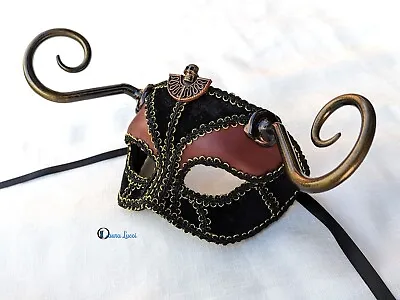 Minotaur Masquerade Mask - Venetian Men's Black And Red Costume Party Eyemask • $69.81