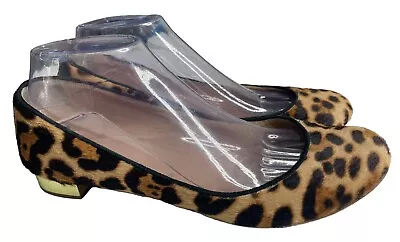 J Crew Women’s Janey Leopard Calf Hair Micro Heel Flats Sz 9M EUC Made In Italy • $32.80