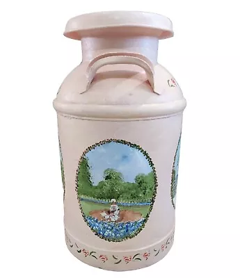 VTG Metal Milk Can Jug Hand Painted Pink Seasons Texas Bluebonnets By Bea Hardin • $429.97