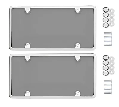 $11.95 • Buy 2x Bubble Smoked Tinted License Plate Tag Shield Cover Chrome Frame