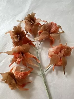 Vintage Antique Velvet Millinery Flower Spray Orange Velvet Organza • $8