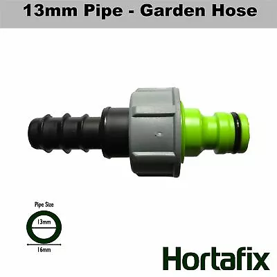 13mm Irrigation Pipe To Garden Hose Quick Connect Adaptor • £7.85