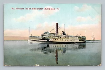 Steamer Vermont Inside Breakwater Burlington Vermont VT 1919 DB Postcard P14 • $3.55